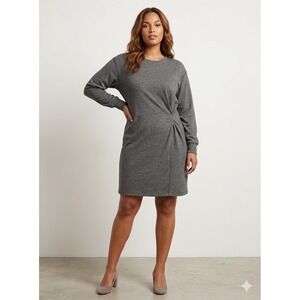 Cabi Long Sleeve Crew Neck Knit T-Shirt Dress Career Office Minimalist Preppy